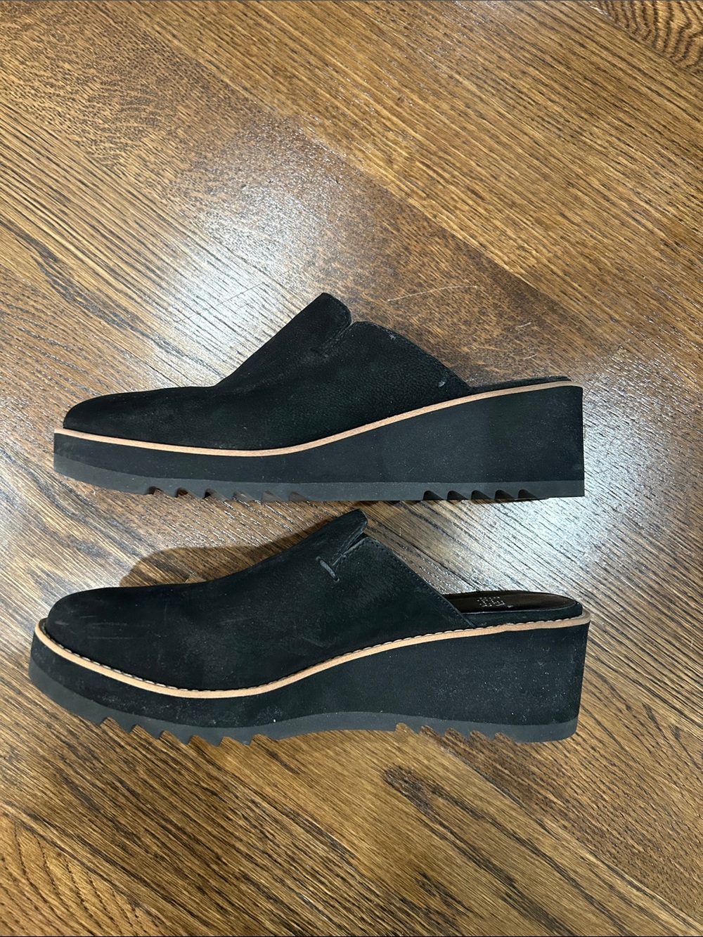 Eileen Fisher Loti Black Suede Wedge slip on mules 9.5 - Picture 2 of 2